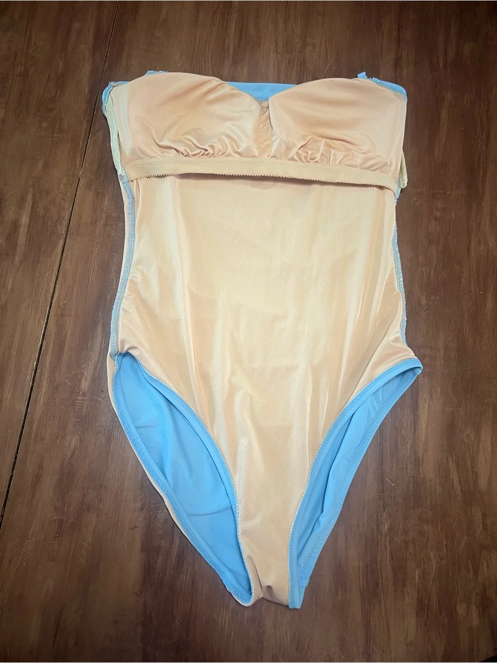 J. Crew Ruched Mist Blue Bandeau One Piece Swimsuit Size 6